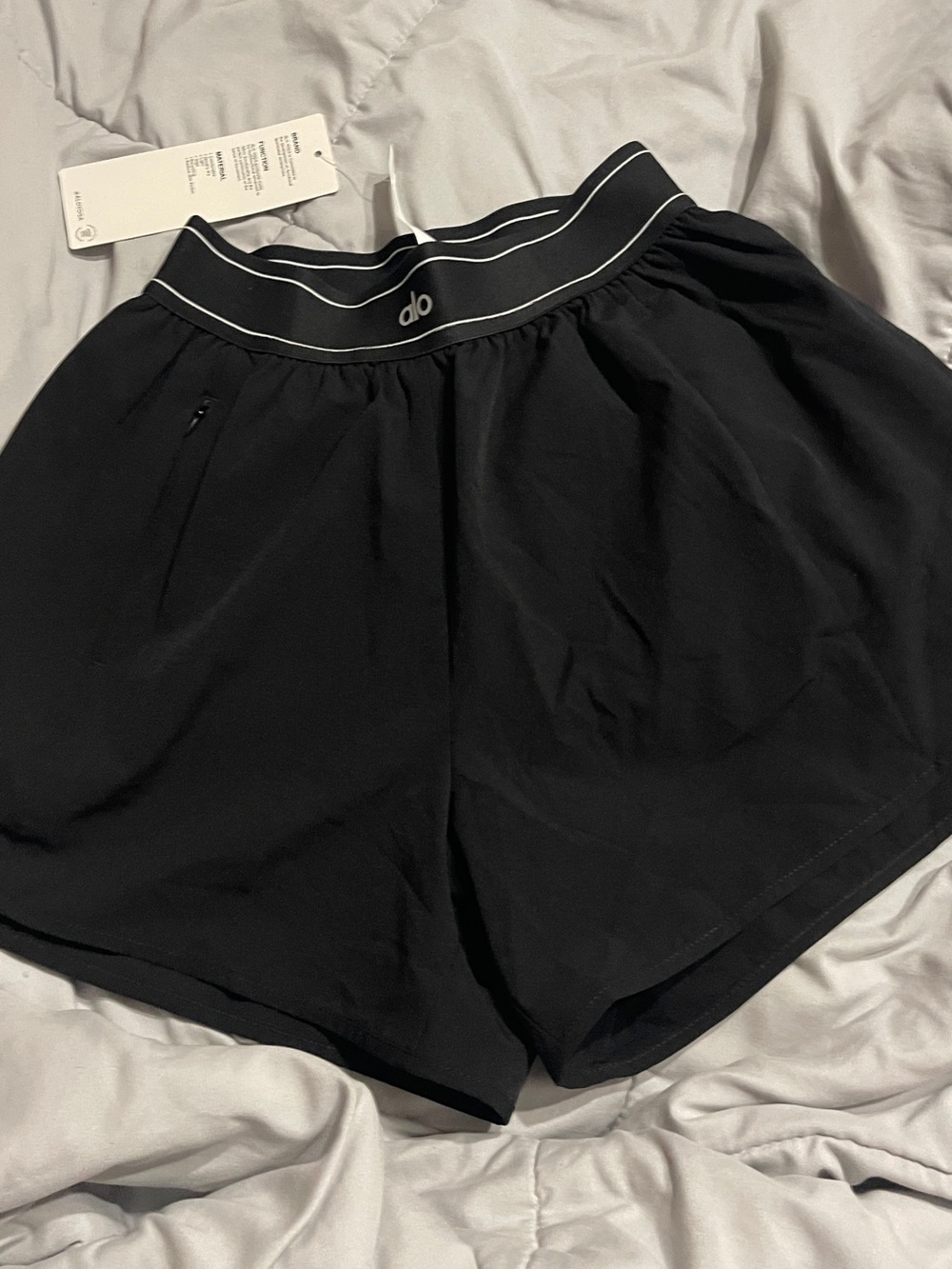 ALO Yoga Black Athletic Shorts with Logo Waistband